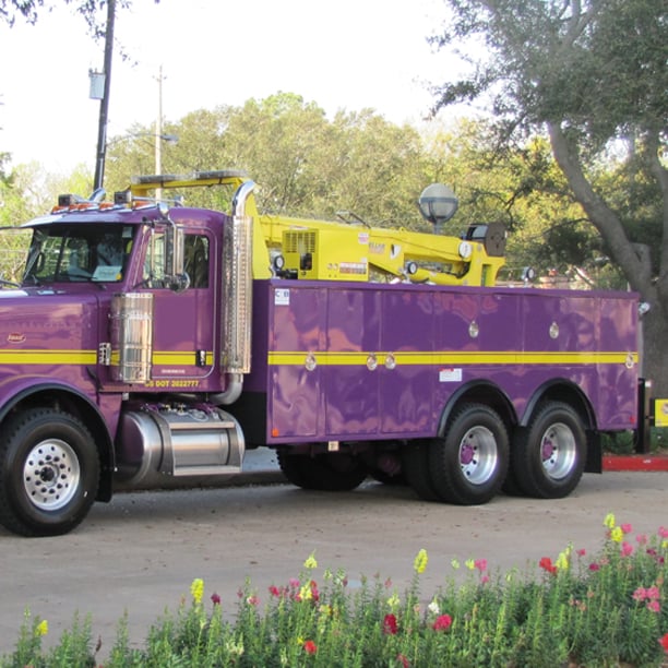 Purple custom-built truck