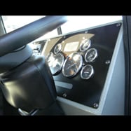 Close of up truck dashboard and steering wheel